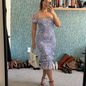 Abercrombie and Fitch Floral Blue Smocked Dress